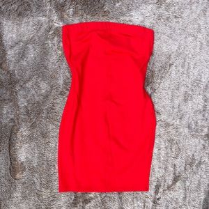Red tube mini dress